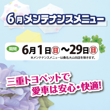 6月メンテナンスメニュー